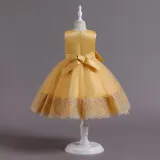 Toddler Girls Sleeveless Bowknot Formal Lace Maxi Dress