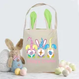 Easter Bunny Ears Canvas Bag Happy Easter Happy Easter Gnomies Rabbit Square Bottom Handbag