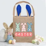 Easter Bunny Ears Canvas Bag Happy Easter Happy Easter Plaids Bunny Square Bottom Handbag