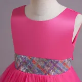 Toddler Girls Sleeveless Glittering Belt Cake Dress Formal Midi Dress
