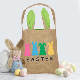 Easter Bunny Ears Canvas Bag Happy Easter Happy Easter Colorful Bunny Square Bottom Handbag