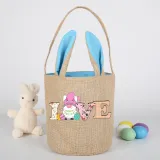 Easter Bunny Ears Canvas Bag Happy Easter Happy Easter Love Gnomies Round Bottom Handbag