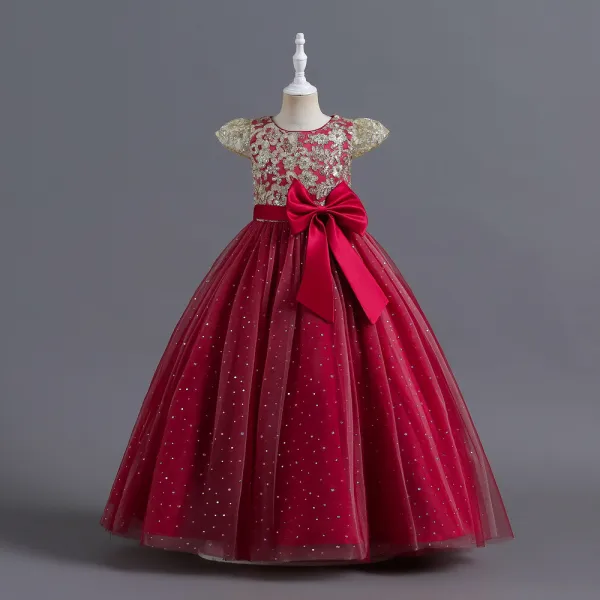 Toddler Girls Sleeveless Embroidery Bowknot Formal Maxi Dress