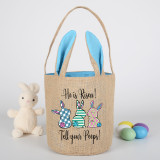 Easter Bunny Ears Canvas Bag Happy Easter Happy Easter He Is Risen Tell Your Peeps Round Bottom Handbag