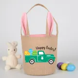 Easter Bunny Ears Canvas Bag Happy Easter Happy Easter Car Round Bottom Handbag