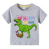 Easter Days Kids Top T-shirts Happy Eastrawr Bunny Dinosaur T-shirts For Boys And Girls