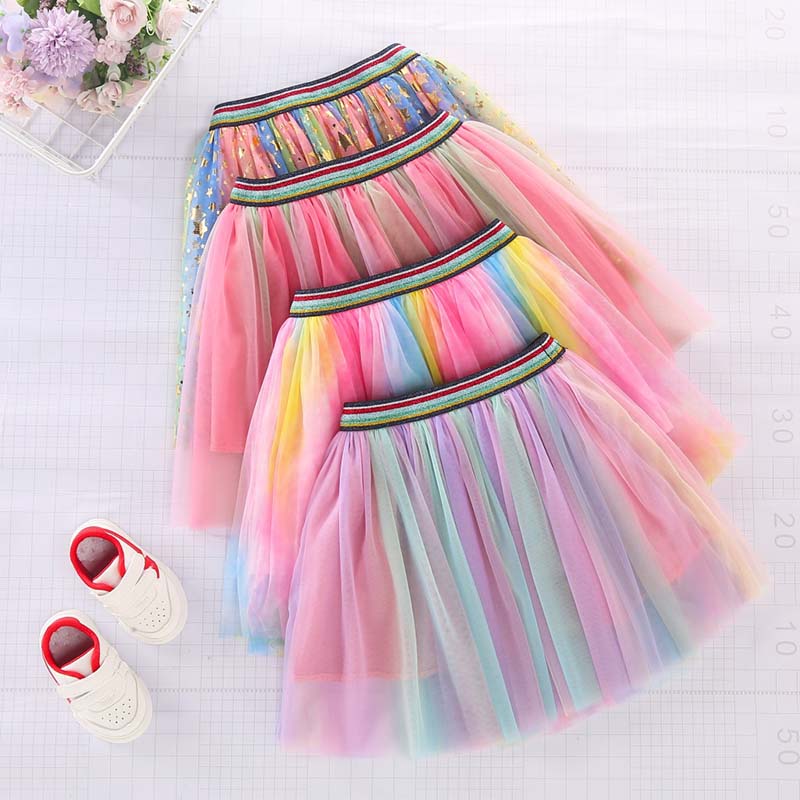 Toddler Girls Rainbow Sequin Mesh Tutu Skirt