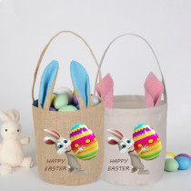 Easter Bunny Ears Canvas Bag Happy Easter Happy Easter Bunny Egg Round Bottom Handbag