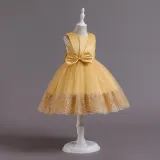 Toddler Girls Sleeveless Bowknot Formal Lace Maxi Dress