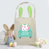 Easter Bunny Ears Canvas Bag Happy Easter Happy Easter Rabbit Car Square Bottom Handbag