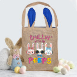 Easter Bunny Ears Canvas Bag Happy Easter Happy Easter Chillin With My Peeps Square Bottom Handbag