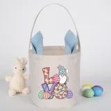 Easter Bunny Ears Canvas Bag Happy Easter Happy Easter Love Round Bottom Handbag