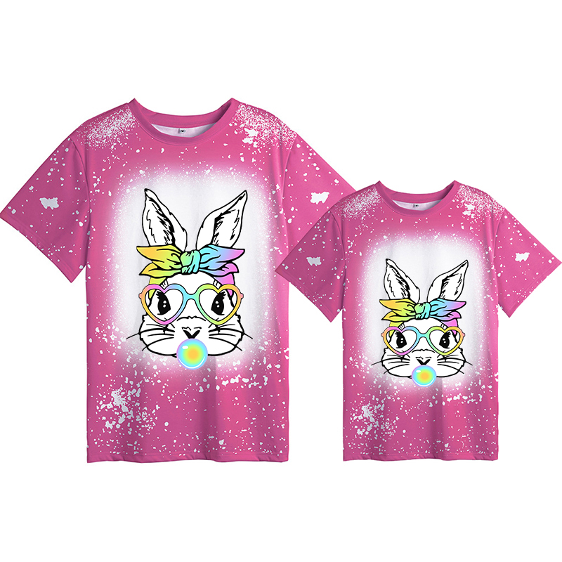 Mommy and Me Matching Clothing Top Happy Easter Cute Rabbit Colorful Tie Dyed Family T-shirts