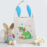 Easter Bunny Ears Canvas Bag Happy Easter Happy Easter Dinosaur Bunny Square Bottom Handbag