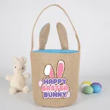 Easter Bunny Ears Canvas Bag Happy Easter Happy Easter Bunny Round Bottom Handbag