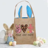Easter Bunny Ears Canvas Bag Happy Easter Happy Easter Peace Love Easter Square Bottom Handbag