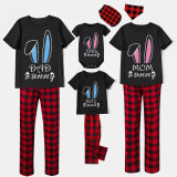 Matching Easter Family Pajamas Happy Easter Bunny Ears Black Pajamas Set