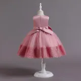 Toddler Girls Sleeveless Bowknot Formal Lace Maxi Dress
