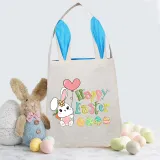 Easter Bunny Ears Canvas Bag Happy Easter Happy Easter Bunny Square Bottom Handbag