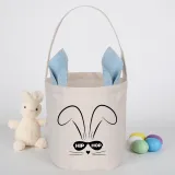 Easter Bunny Ears Canvas Bag Happy Easter Happy Easter Square Hip Hop Rabbit With Glasses Round Bottom Handbag