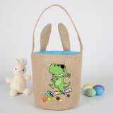 Easter Bunny Ears Canvas Bag Happy Easter Happy Easter Dinosaur Egg Skateboarding Round Bottom Handbag