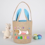 Easter Bunny Ears Canvas Bag Happy Easter Happy Easter Bunny Dog Round Bottom Handbag