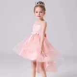 Toddler Girls Sleeveless Embroidery Bowknot Belt Formal Gowns Fishtail Dress