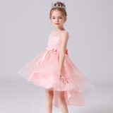 Toddler Girls Sleeveless Embroidery Bowknot Belt Formal Gowns Fishtail Dress