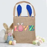 Easter Bunny Ears Canvas Bag Happy Easter Happy Easter Love Egg Square Bottom Handbag