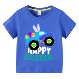 Easter Day Kids T-shirts Happy Easter Eggs Rabbit Ear Car T-shirts For Boys And Girls