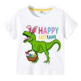 Easter Days Kids Top T-shirts Happy Eastrawr Bunny Dinosaur T-shirts For Boys And Girls