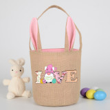 Easter Bunny Ears Canvas Bag Happy Easter Happy Easter Love Gnomies Round Bottom Handbag