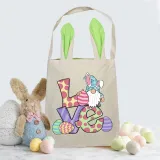 Easter Bunny Ears Canvas Bag Happy Easter Happy Easter Love Square Bottom Handbag