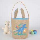 Easter Bunny Ears Canvas Bag Happy Easter Happy Easter Happy Eastrawr Dinosaur Round Bottom Handbag