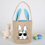 Easter Bunny Ears Canvas Bag Happy Easter Happy Easter Cool Rabbit With Glasses Round Bottom Handbag