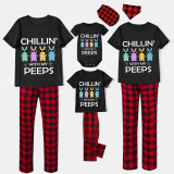 Matching Easter Family Pajamas Happy Easter Chillin With My Peeps Sunglass Bunny Black Pajamas Set