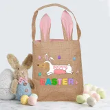 Easter Bunny Ears Canvas Bag Happy Easter Happy Easter Bunny Dog Square Bottom Handbag