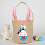 Easter Bunny Ears Canvas Bag Happy Easter Happy Easter Cartoon Duck Round Bottom Handbag