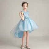 Toddler Girls Sleeveless Embroidery Bowknot Belt Formal Gowns Fishtail Midi Dress