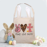 Easter Bunny Ears Canvas Bag Happy Easter Happy Easter Peace Love Easter Square Bottom Handbag