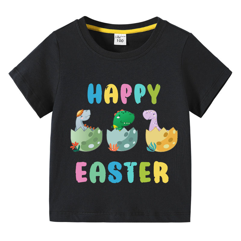 Easter Day Kids Top T-shirts Happy Easter Dinosaur Egg T-shirts For Boys And Girls