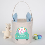 Easter Bunny Ears Canvas Bag Happy Easter Happy Easter Rabbit Car Round Bottom Handbag