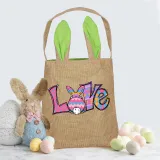 Easter Bunny Ears Canvas Bag Happy Easter Happy Easter Love Rabbit Square Bottom Handbag