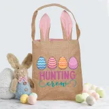 Easter Bunny Ears Canvas Bag Happy Easter Happy Easter Egg Hunting Crew Square Bottom Handbag