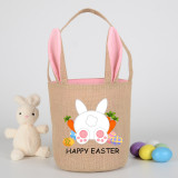 Easter Bunny Ears Canvas Bag Happy Easter Happy Easter Carrot Egg Round Bottom Handbag