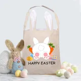 Easter Bunny Ears Canvas Bag Happy Easter Happy Easter Carrot Egg Square Bottom Handbag