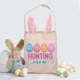 Easter Bunny Ears Canvas Bag Happy Easter Happy Easter Egg Hunting Crew Square Bottom Handbag