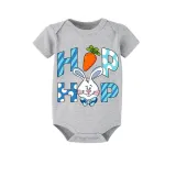 Matching Easter Family Pajamas Happy Easter Hop Bunny Gray Pajamas Set