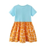 Toddler Girls Short Sleeve Giraffe Prints A-line Casual Dress