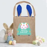 Easter Bunny Ears Canvas Bag Happy Easter Happy Easter Rabbit Car Square Bottom Handbag